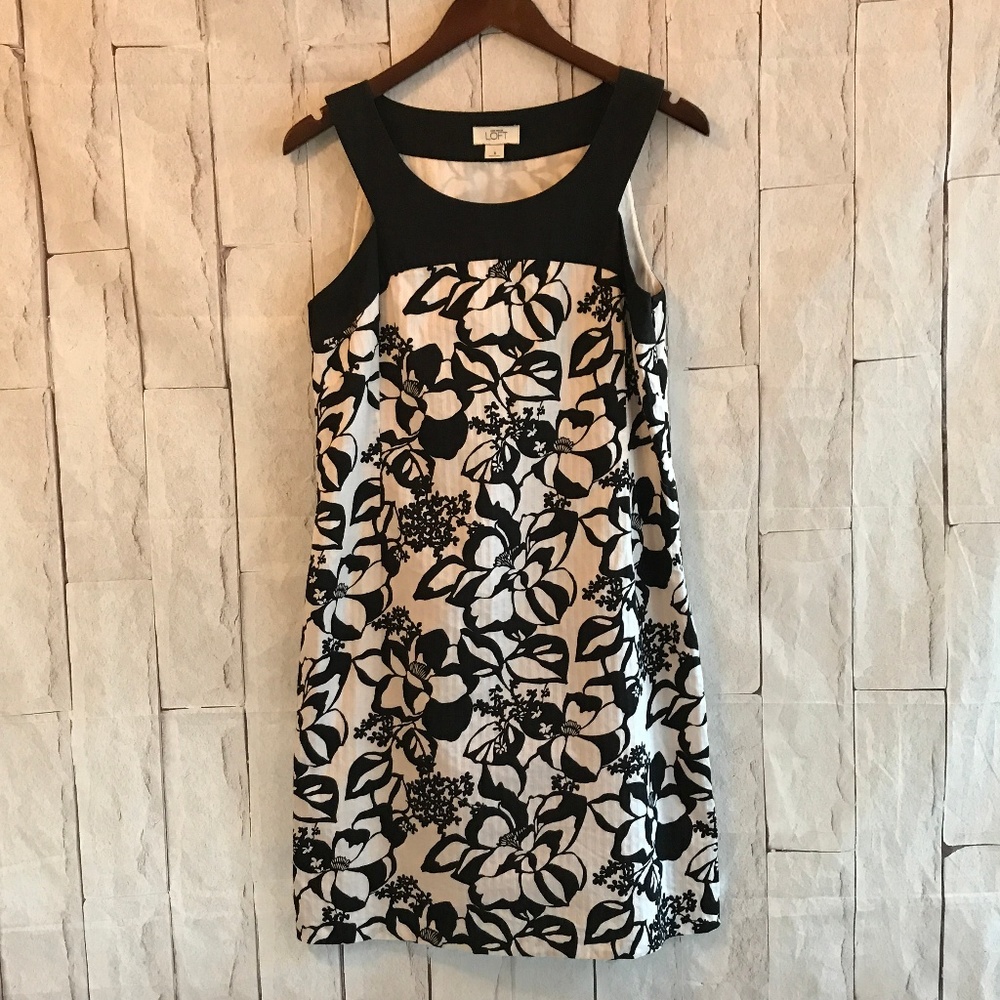 *FLAW* LOFT | 8 | Black & White Cotton Dress